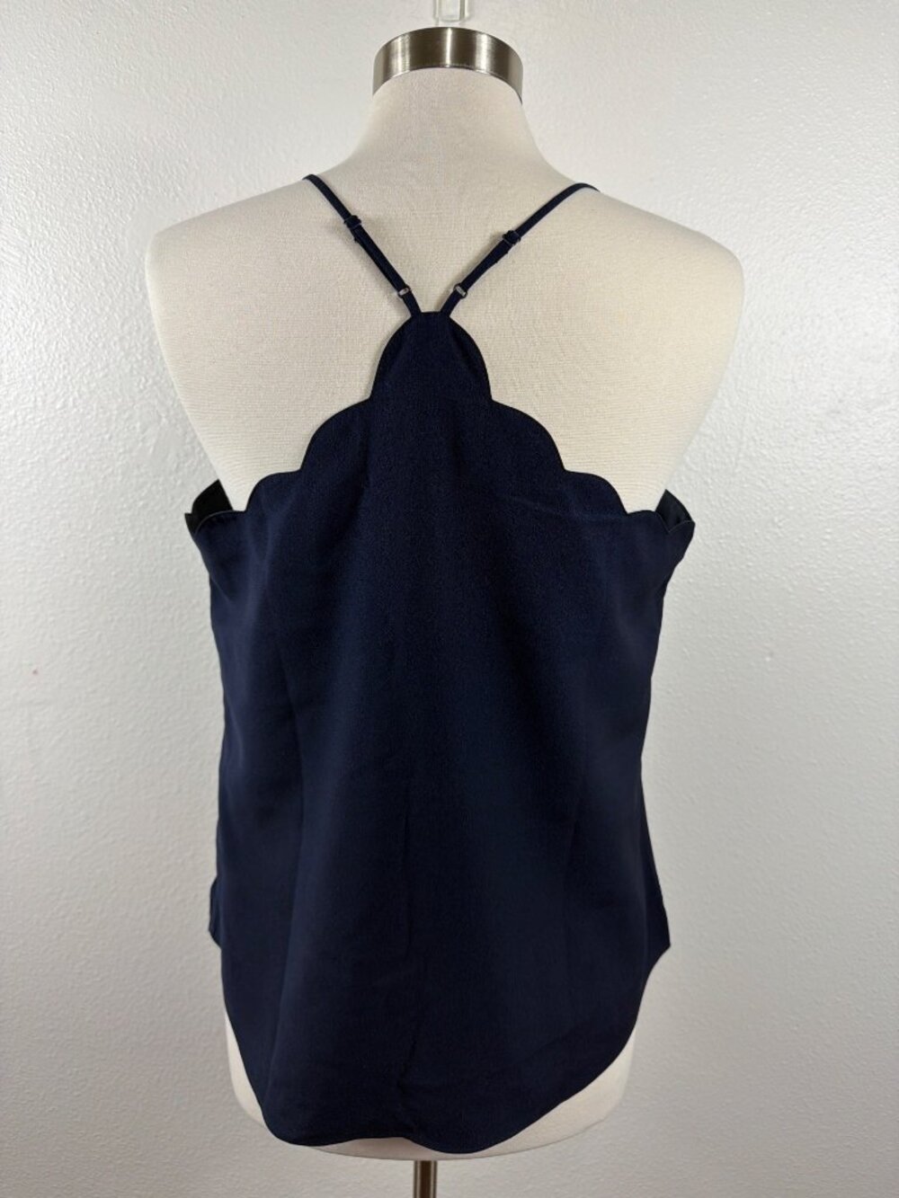 J.Crew Factory Scalloped Cami Tank Top Navy Blue Size 14 NWT - Picture 4 of 12